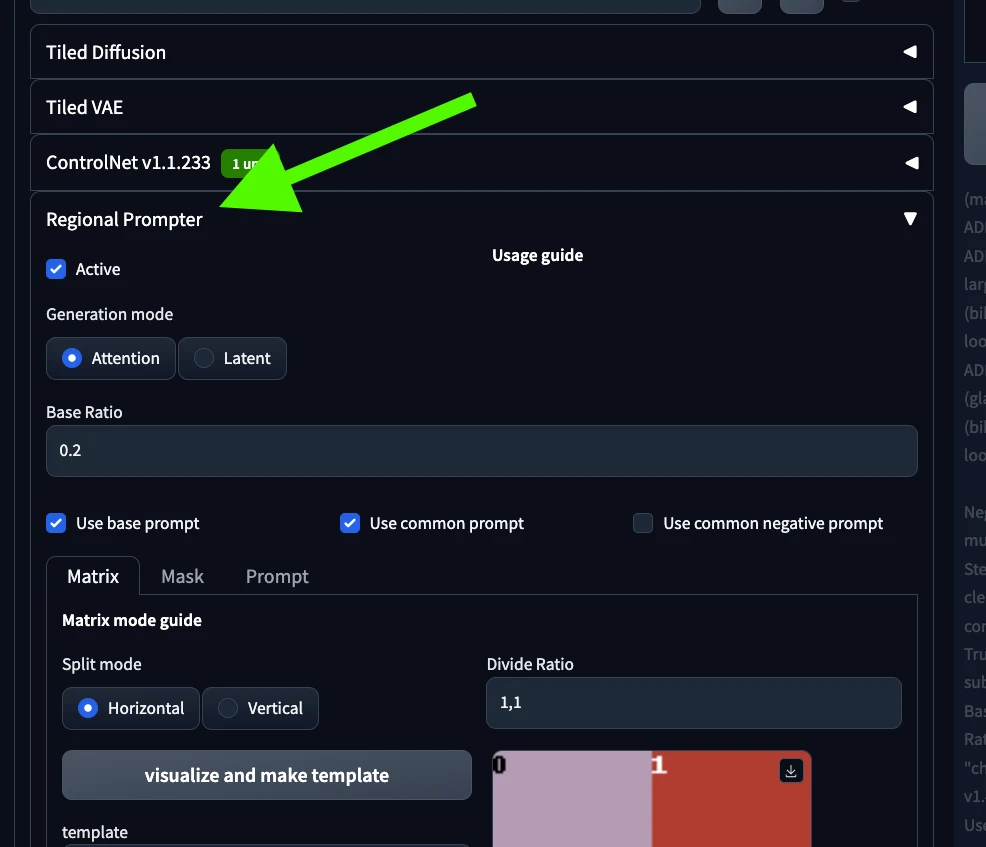 Stable Diffusion web UIでRegional Prompterをインストールした後